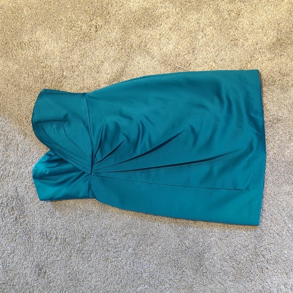 David's Bridal Strapless Bridesmaids Dress Teal Sz 4 *ALTERED* - Picture 2 of 6